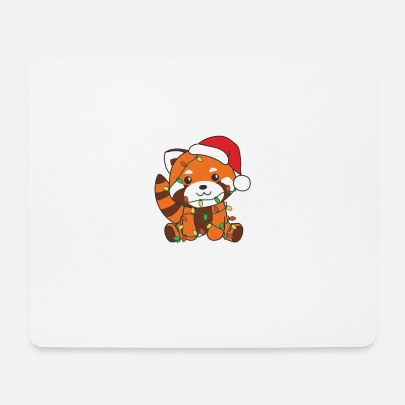Rote Panda Weihnachten Winter Tiere Rote Pandas - Mousepad (Querformat) - Weiß