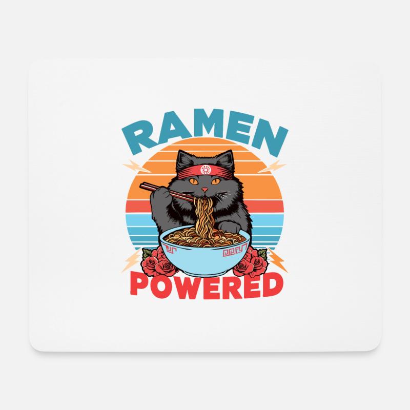 Ramen Powered Cat , colorful - Mouse Pad (horizontal) - white