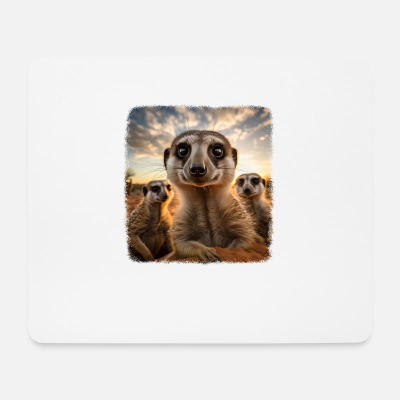 Meerkat realistic Erdmännchen - Mousepad (Querformat) - Weiß