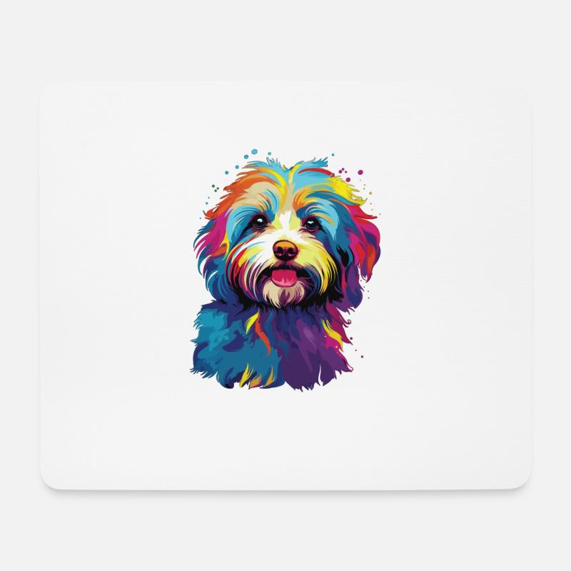 Wasserfarben Farbenfroher Havanese - Mousepad (Querformat) - Weiß