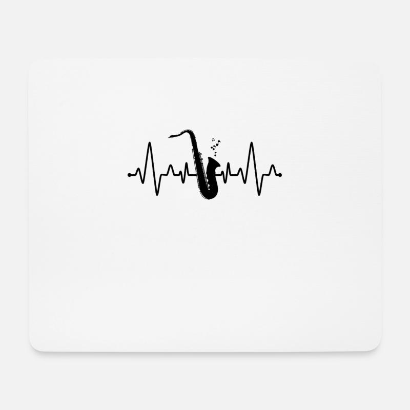 Herzschlag Saxophon - Mousepad (Querformat) - Weiß