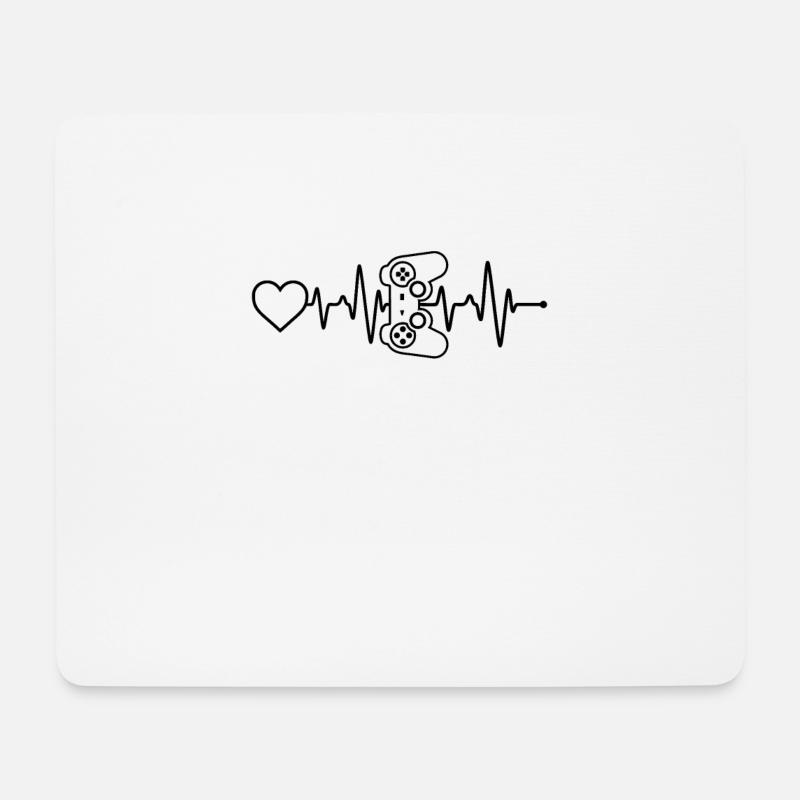 Herzschlag Zocker Gamer - Mousepad (Querformat) - Weiß