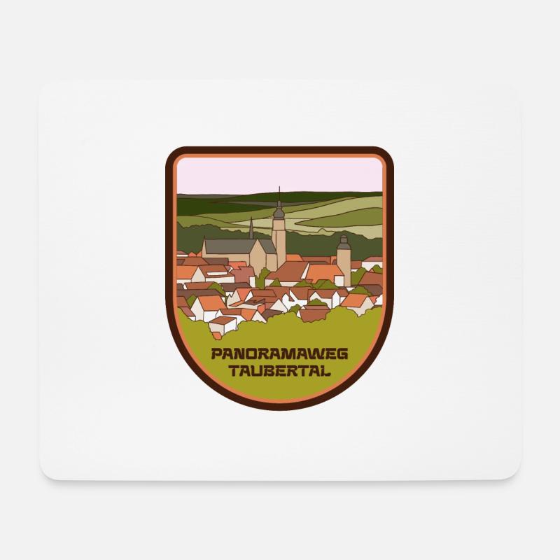 Panoramaweg Taubertal - Mousepad (Querformat) - Weiß