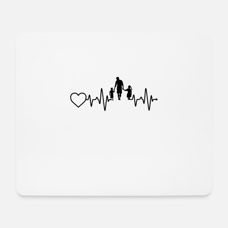 Vater Sohn und Tochter Herzschlag - Mousepad (Querformat) - Weiß