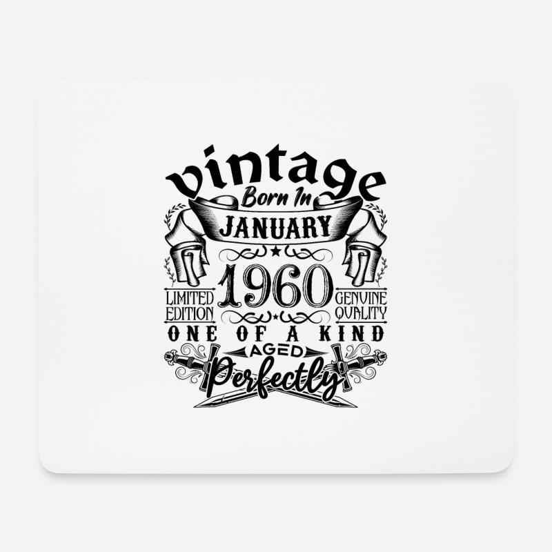 Geburtstag 1960 Januar 1960 geboren im Januar - Mousepad (Querformat) - Weiß