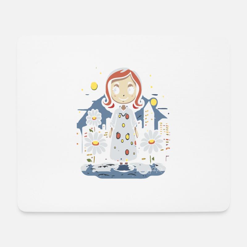 Cartoon Fröhliches Schlafwandeln und Gänseblümchen - Mousepad (Querformat) - Weiß