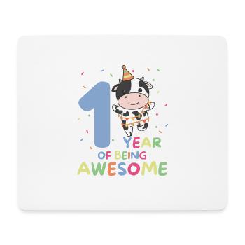 Vache pour le 1er anniversaire pour les enfants d’un an - Tapis de souris (format paysage) - blanc - Devant