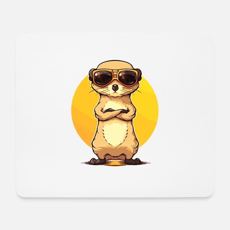 Erdmännchen Mit Sonnenbrille Meerkat - Mousepad (Querformat) - Weiß