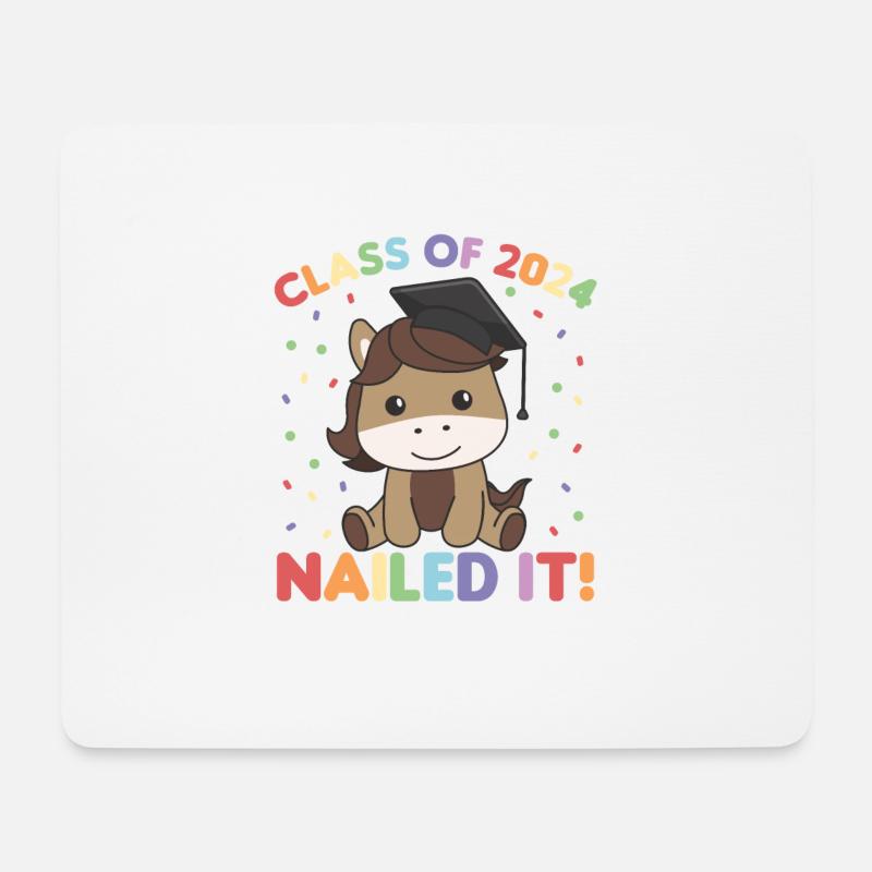 Kids Class of 2024 nailed it Pferd - Mousepad (Querformat) - Weiß