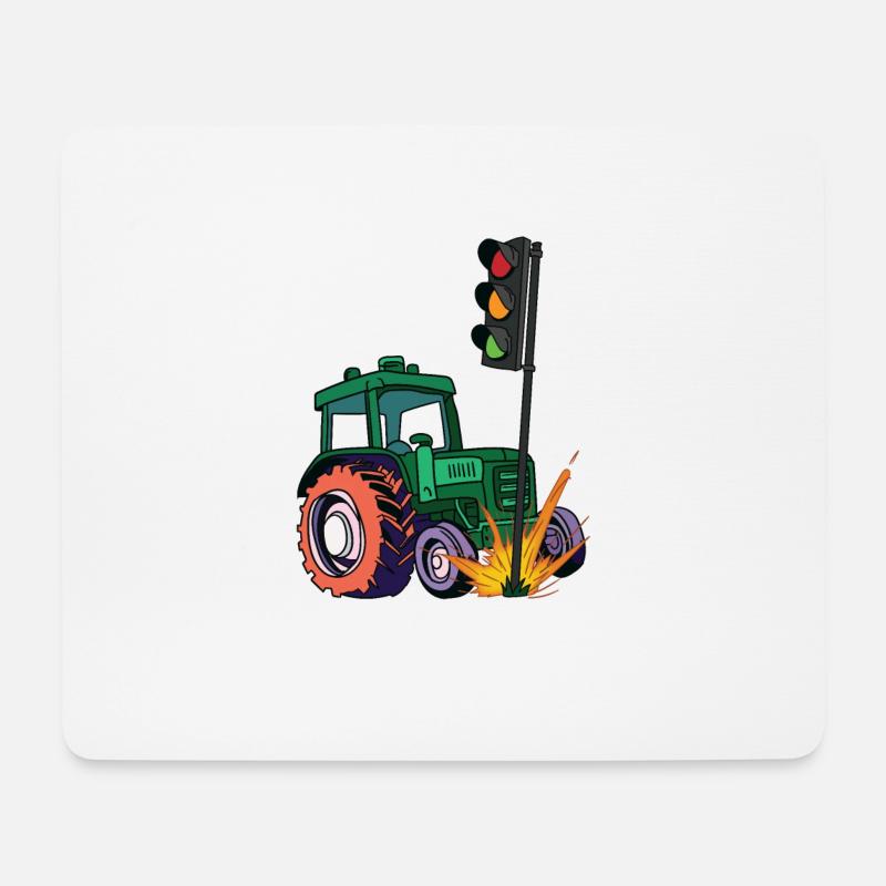 Die Ampel muss weg! Traktor rammt Ampel - Mousepad (Querformat) - Weiß