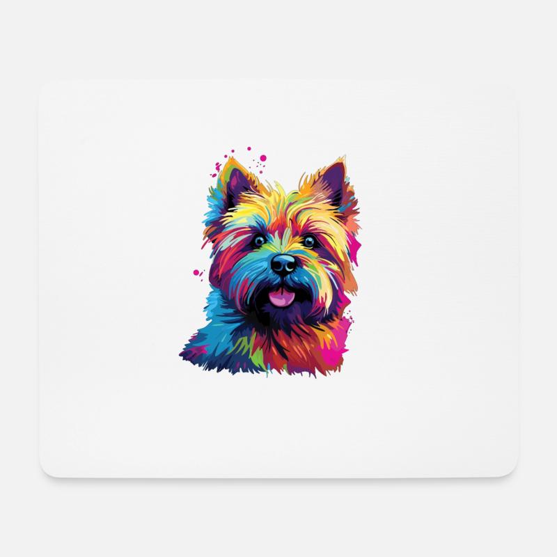 Wasserfarben Farbenfroher Cairn Terrier - Mousepad (Querformat) - Weiß