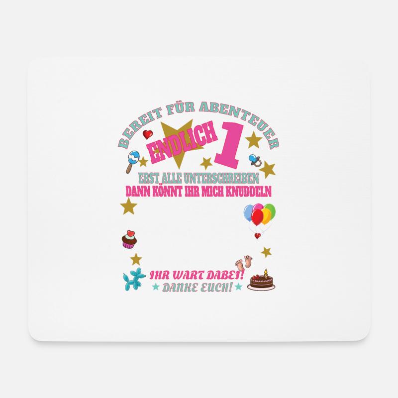 1. Geburtstag Junge Gästebuch Mädchen - Mousepad (Querformat) - Weiß