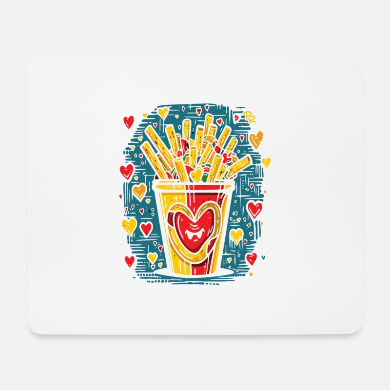 Freiheit und Liebe: Pommes Frites - Mousepad (Querformat) - Weiß