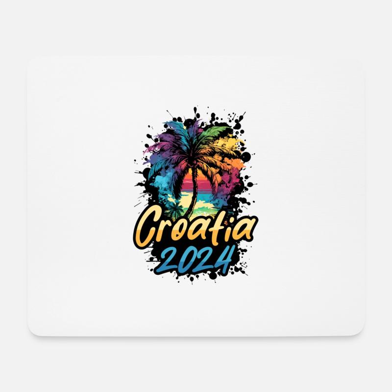 Croatia 2024 Palmen Bunt - Mousepad (Querformat) - Weiß