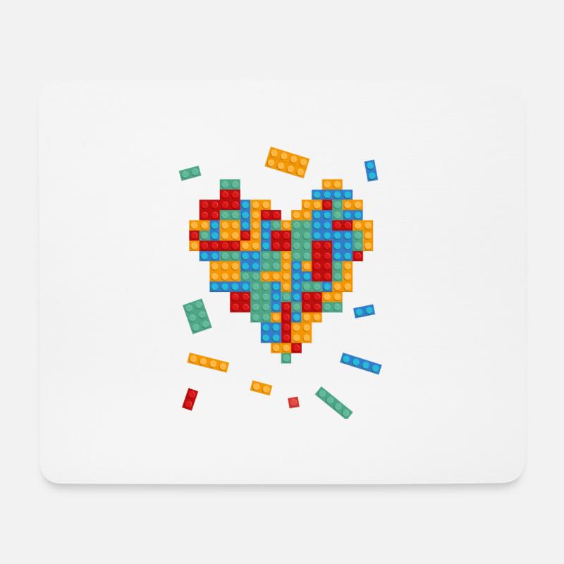Valentine's Day Heart Building Blocks Constructor Architect - Mouse Pad (horizontal) - white