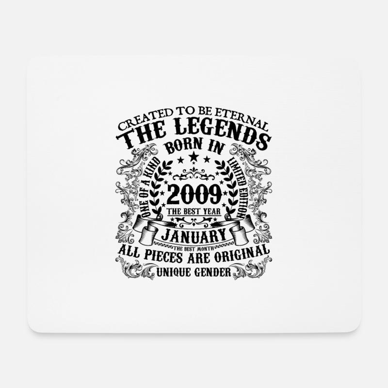 Geburtstag 2009 Januar 2009 geboren im Januar 2009 - Mousepad (Querformat) - Weiß