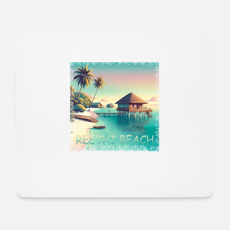 Malediven Reethi Beach – Grunge Urlaubsparadies - Mousepad (Querformat) - Weiß