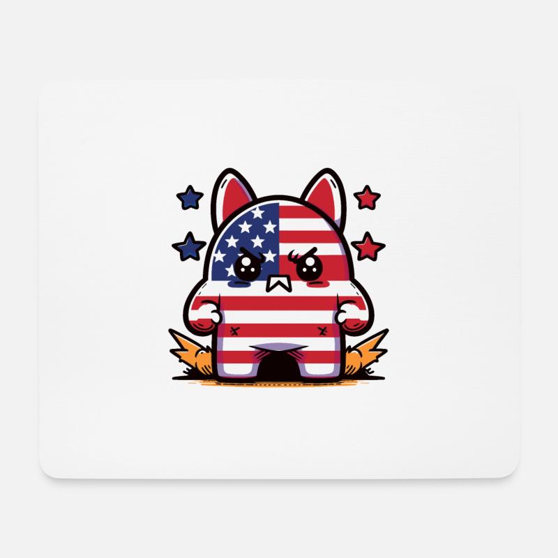 Wütendes Kaninchen in der Farbe der amerikanischen Flagge - Mousepad (Querformat) - Weiß