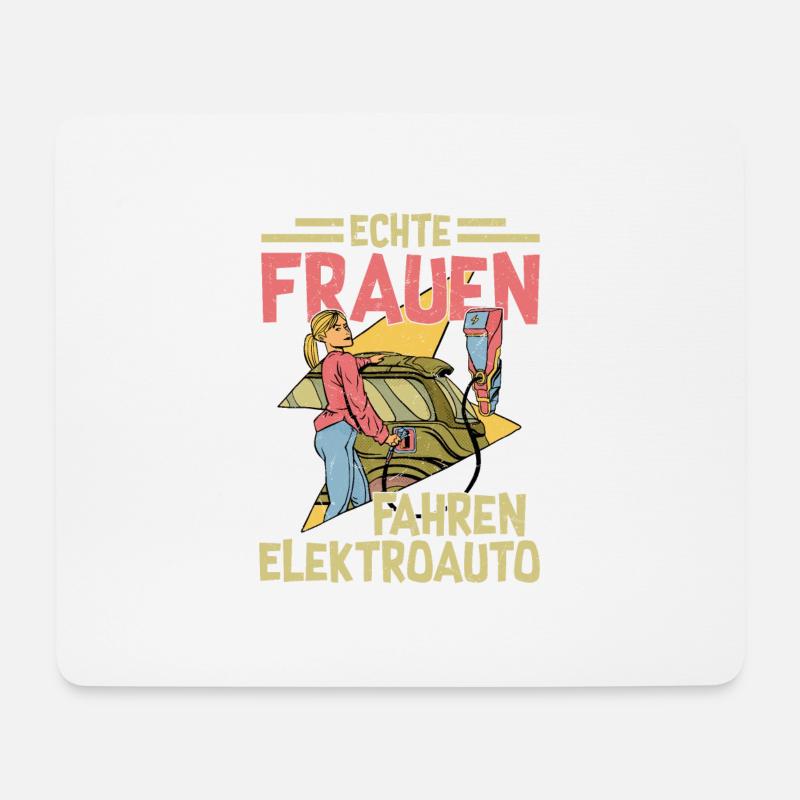 Echte Frauen Fahren Elektroauto - Mousepad (Querformat) - Weiß