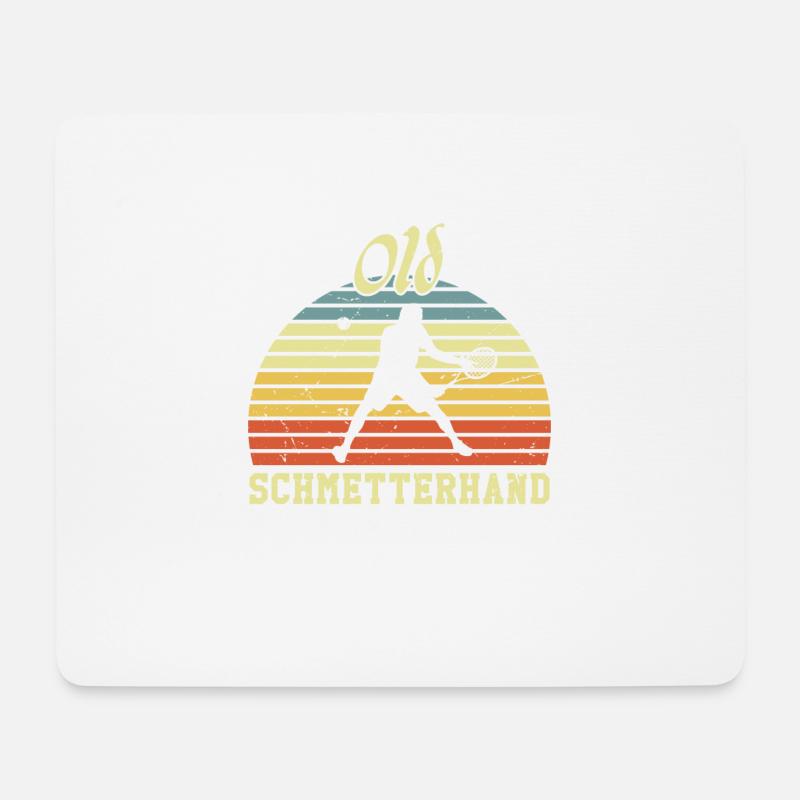 Tennis Retro Old Schmetterhand - Mousepad (Querformat) - Weiß