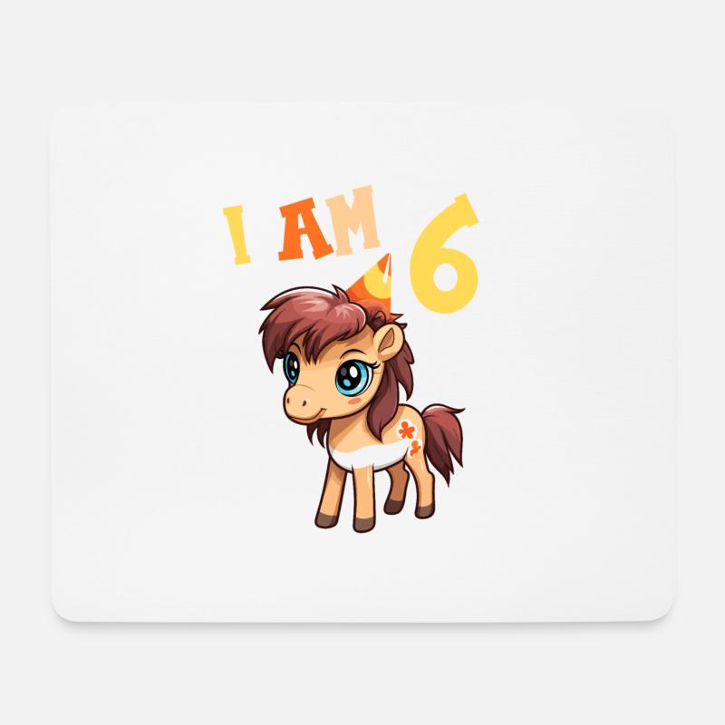 Ich bin 6 Jahre alt Pferde Pferd 6. Geburtstag - Mousepad (Querformat) - Weiß