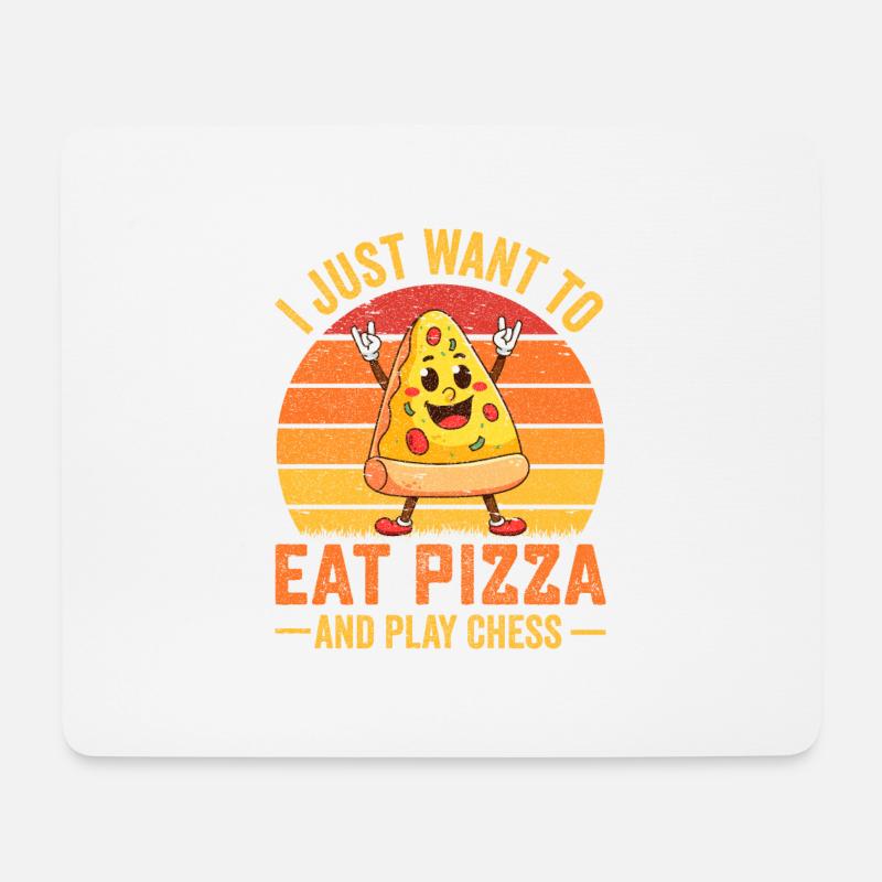 Eat pizza and Play Chess- Pizza Tshirt - Mousepad (Querformat) - Weiß