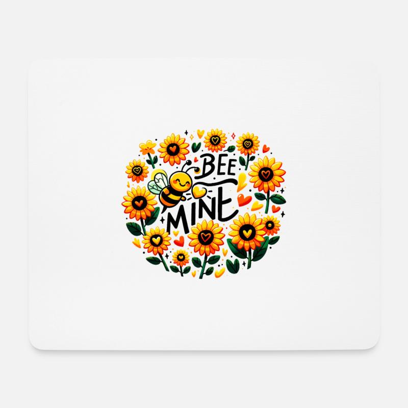 Bee Mine: Skurrile Biene & Blumen verspielt - Mousepad (Querformat) - Weiß