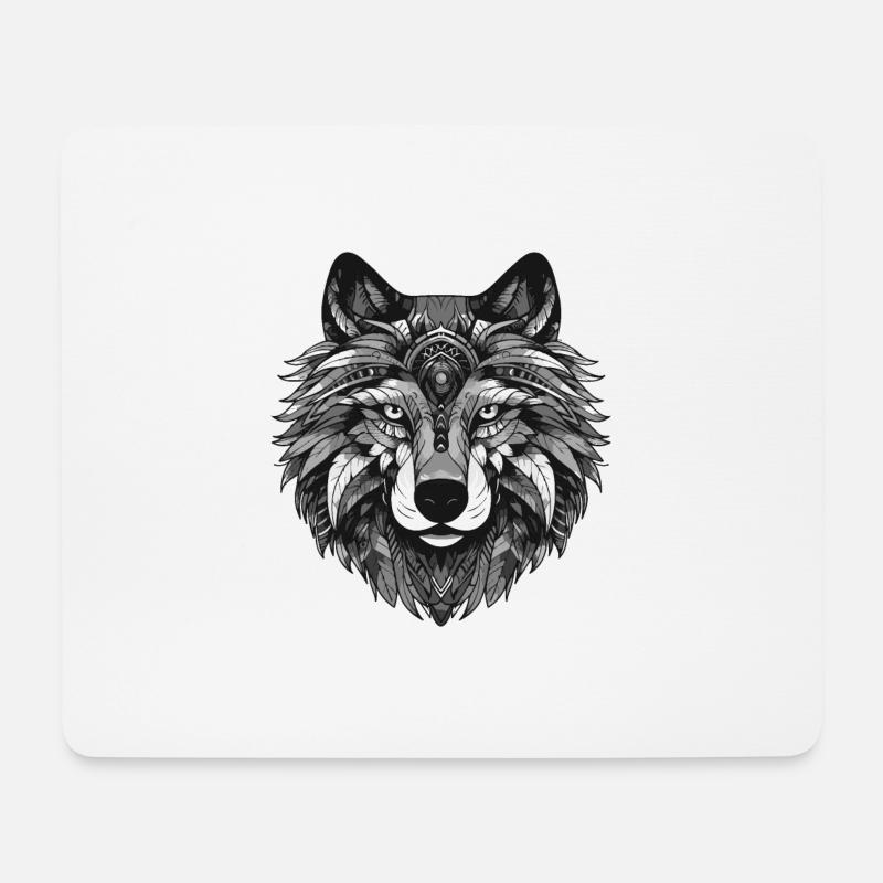 Wolf Porträt Kopf Tier - Mousepad (Querformat) - Weiß