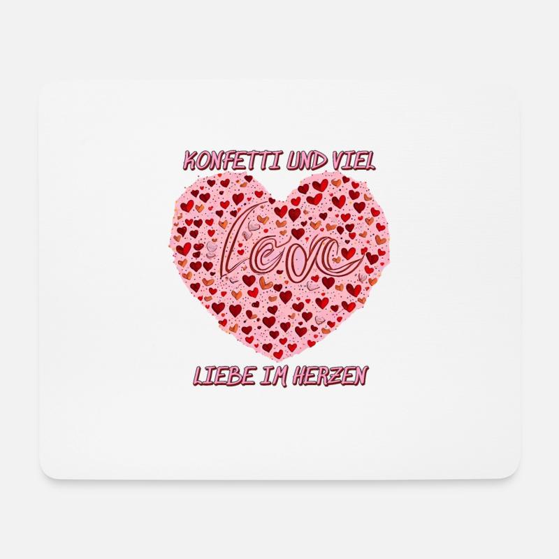 KONFETTI UND VIEL LIEBE IM HERZEN - Mousepad (Querformat) - Weiß