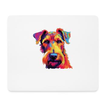Wasserfarben Farbenfroher Airedale Terrier - Mousepad (Querformat) - Weiß - Vorne