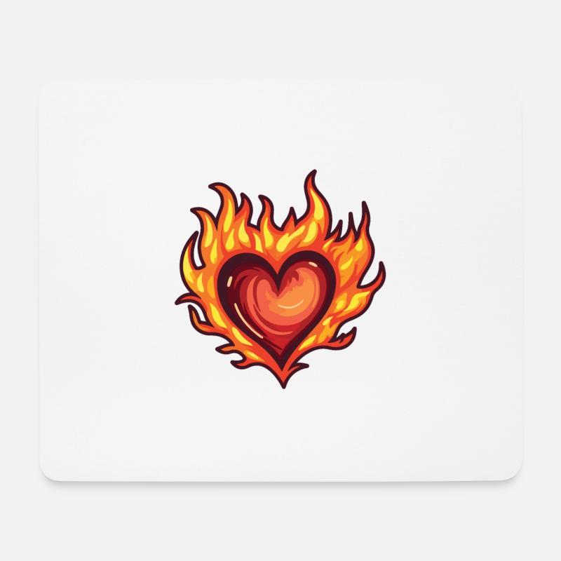 Herz Feuer Liebe - Mousepad (Querformat) - Weiß
