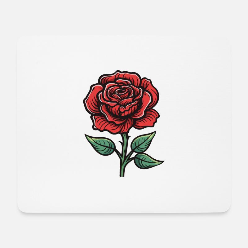 Rose Blume Liebe - Mousepad (Querformat) - Weiß