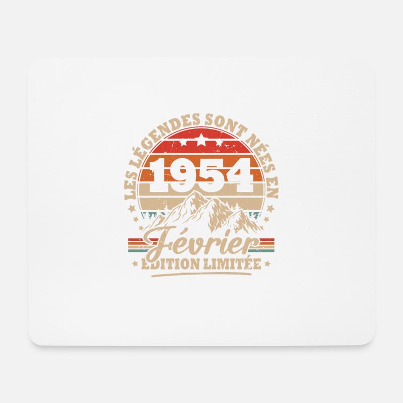 Vintage-Geburtstagsgeschenk Geboren im Februar 1954 - Mousepad (Querformat) - Weiß