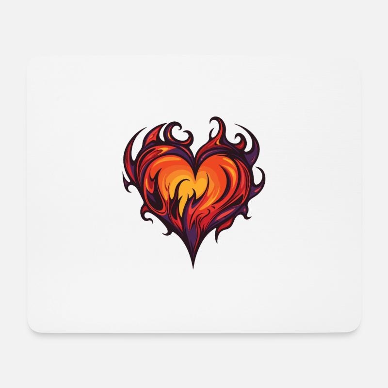 Herz Feuer Liebe Flamme - Mousepad (Querformat) - Weiß
