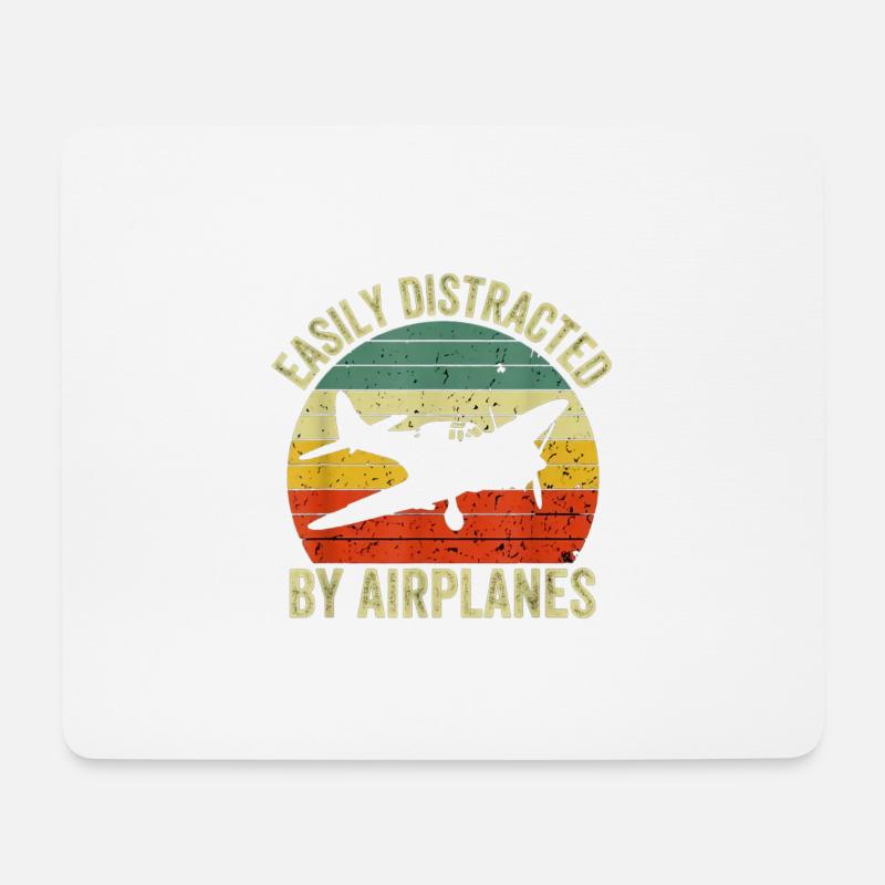 Easily Distracted by Airplanes - Mousepad (Querformat) - Weiß