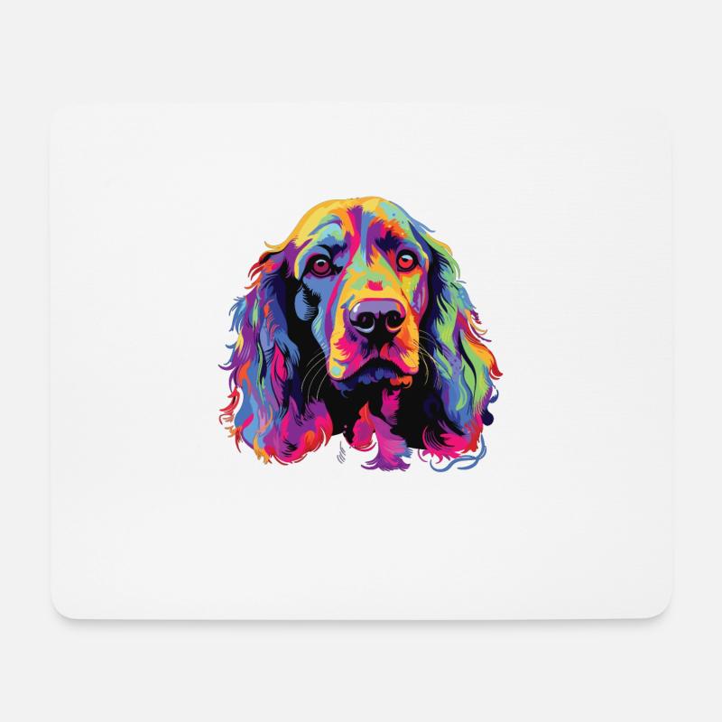 Wasserfarben Farbenfroher American Cocker Spaniel - Mousepad (Querformat) - Weiß