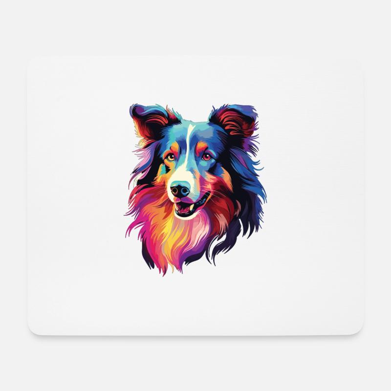 Wasserfarben Farbenfroher Collie - Mousepad (Querformat) - Weiß