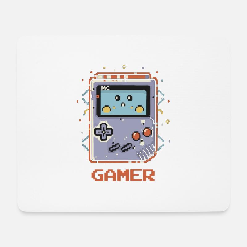 GAMER BOY – PIXEL ART - Mousepad (Querformat) - Weiß