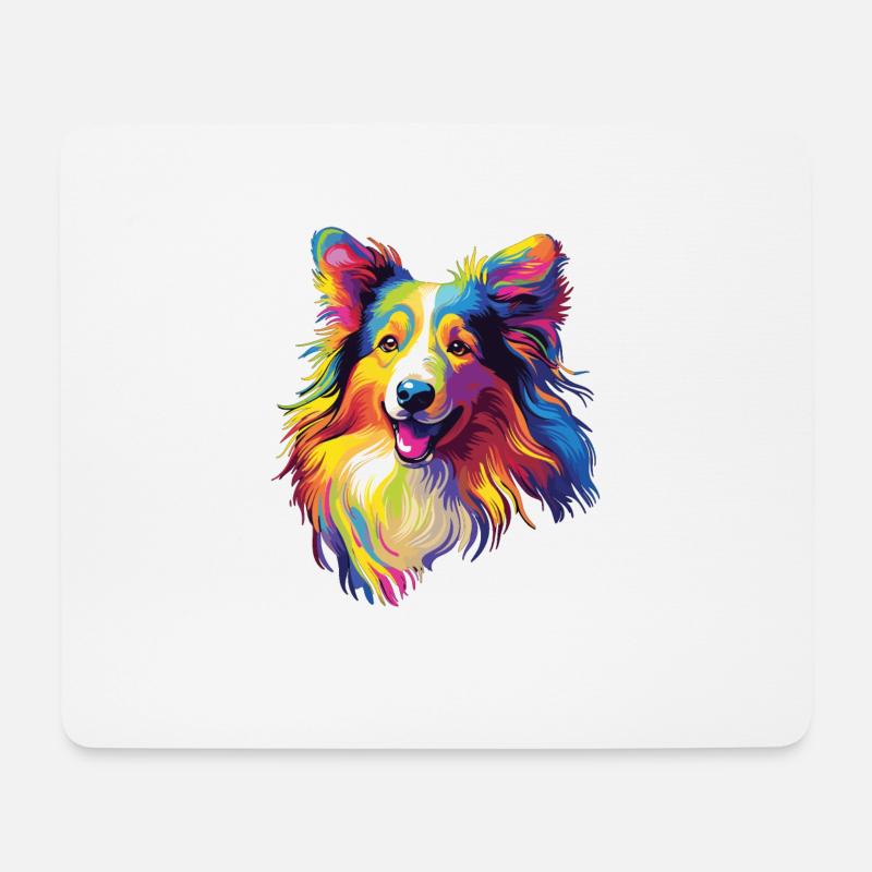 Wasserfarben Farbenfroher Collie - Mousepad (Querformat) - Weiß
