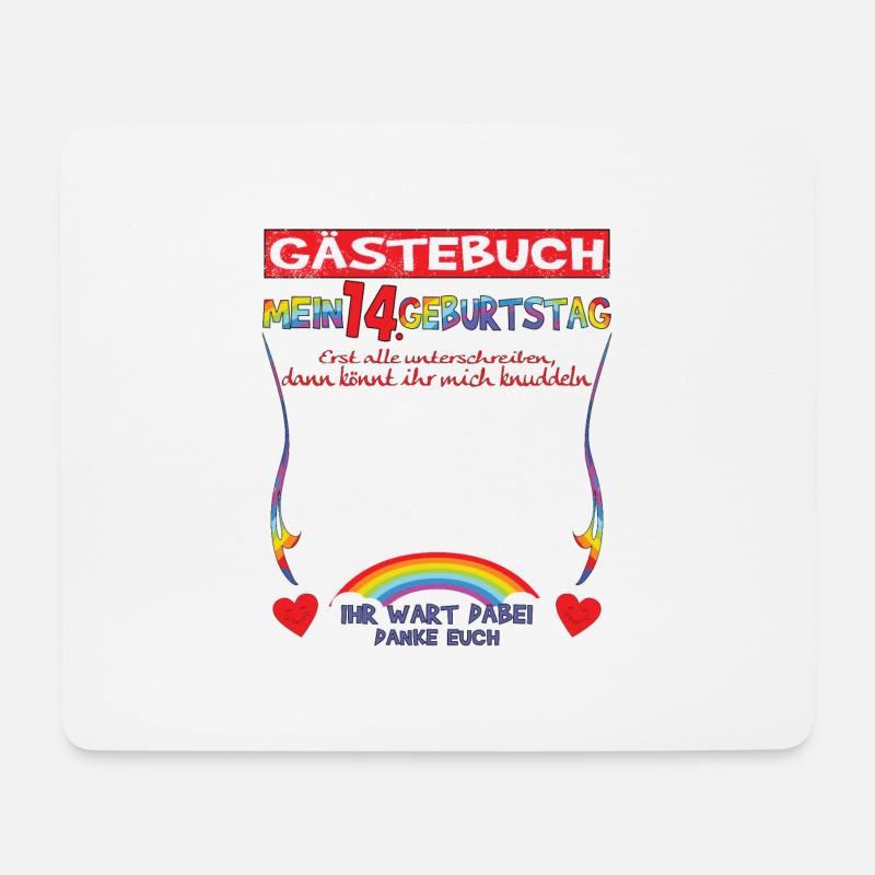 14. Geburtstag Mädchen & Junge Gästebuch - Mousepad (Querformat) - Weiß