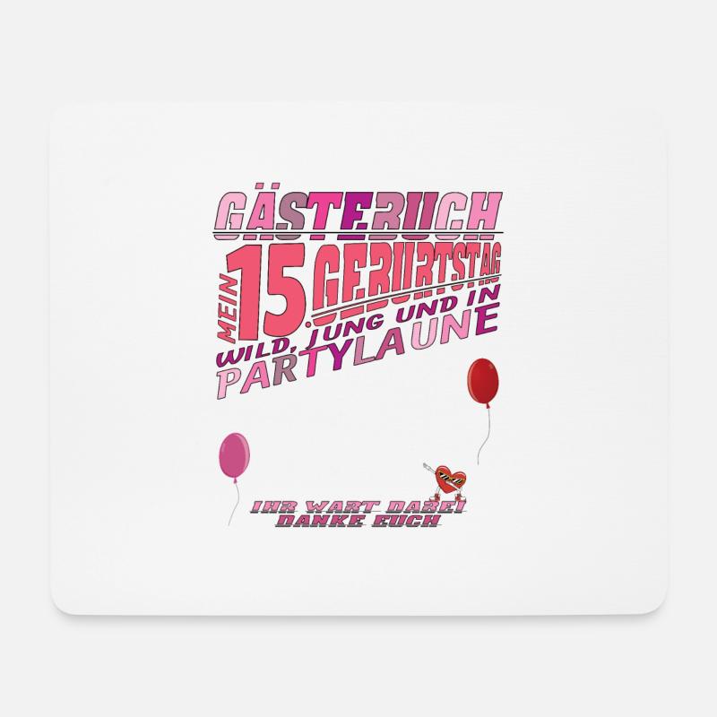 15. Geburtstag Mädchen & Junge Gästebuch - Mousepad (Querformat) - Weiß