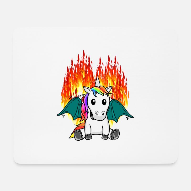 Feuriger Drache Einhorn Fantasy Kinder Fabel - Mousepad (Querformat) - Weiß