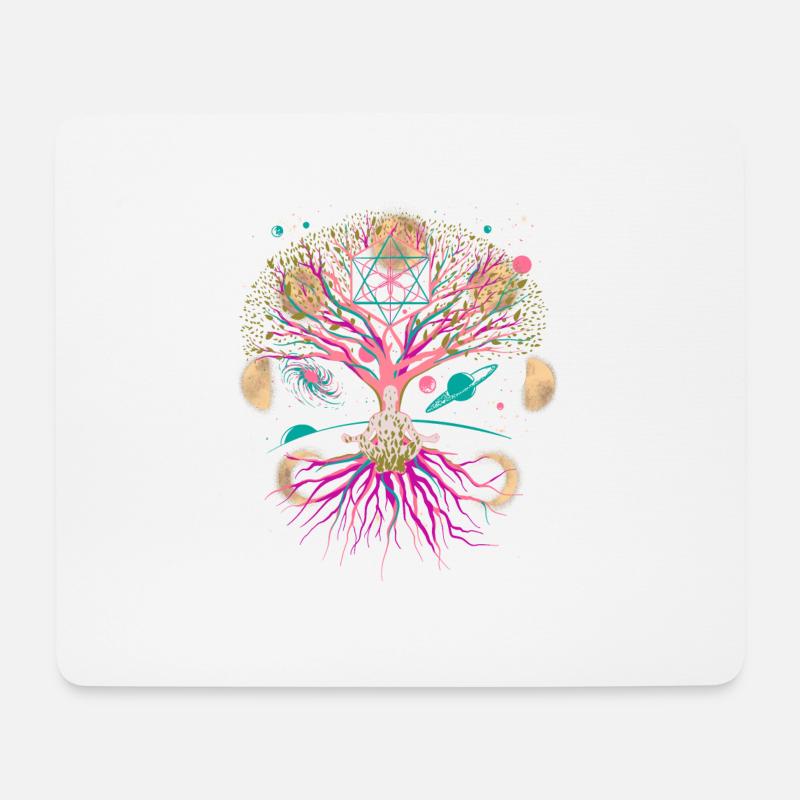 Mond Baum Meditation meditieren Universum Fantasy - Mousepad (Querformat) - Weiß