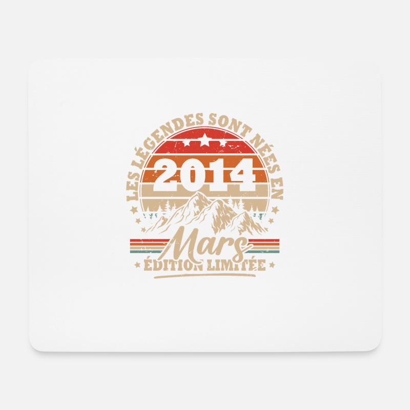 Vintage-Geburtstagsgeschenk Geboren im März 2014 - Mousepad (Querformat) - Weiß