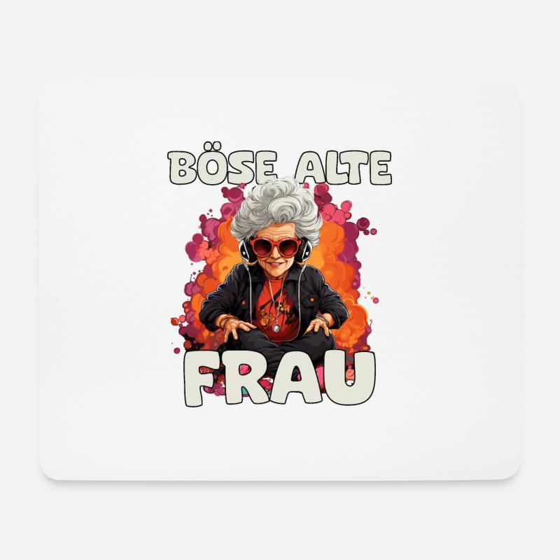 Lustiger Spruch Böse Alte Frau - Mousepad (Querformat) - Weiß