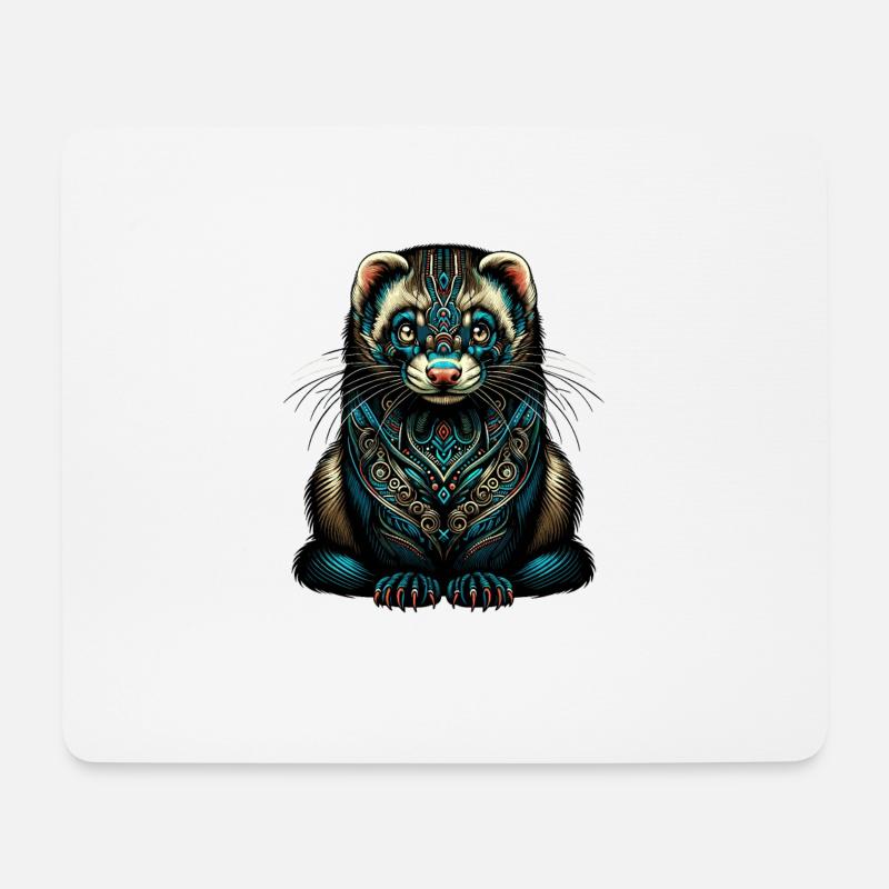 Mandala Kunst Wiesel Frettchen Wiesel Liebhaber - Mousepad (Querformat) - Weiß