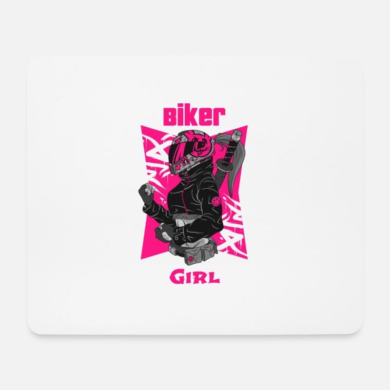 Biker Girl - Mousepad (Querformat) - Weiß