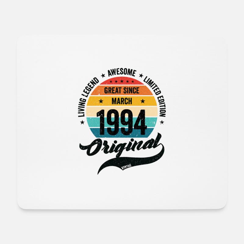 Retro 30 Jahre März 1994 Geburtstag Vintage Bday - Mousepad (Querformat) - Weiß