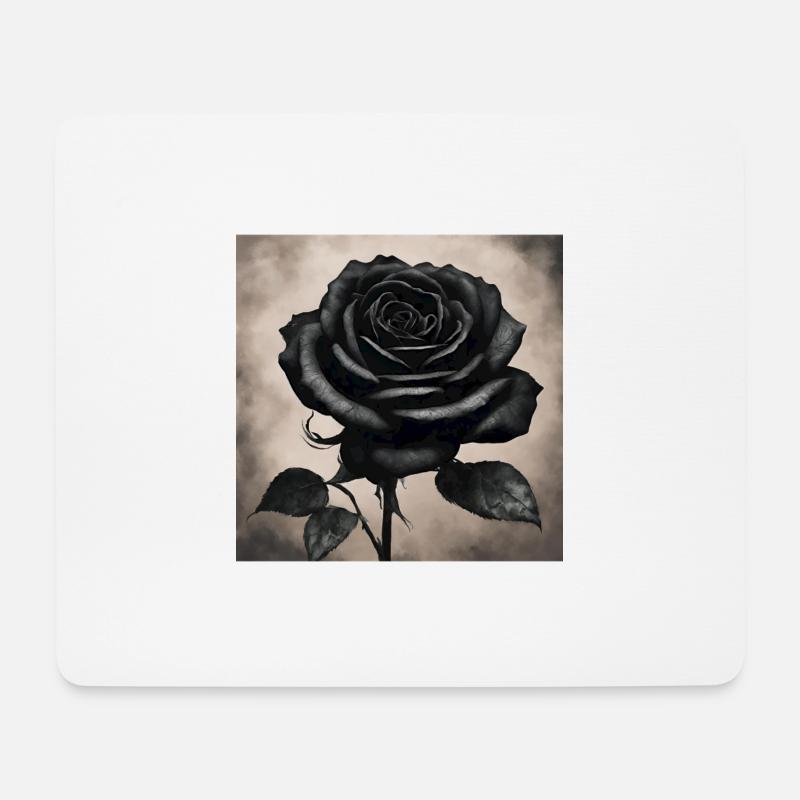 Schwarze Rose Kunstbild - Mousepad (Querformat) - Weiß