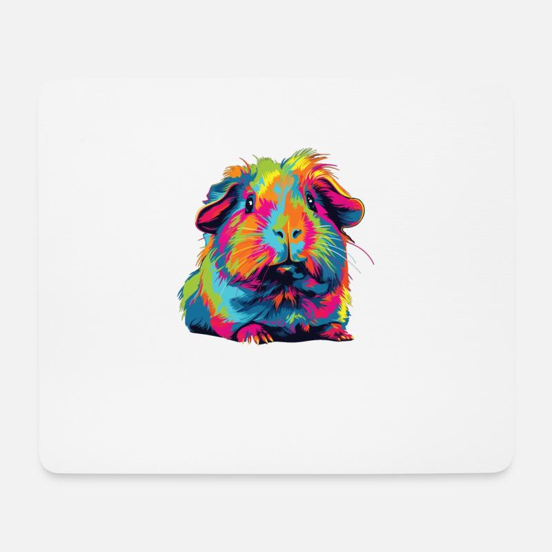 Wasserfarben Farbenfrohes Meerschweinchen bunte - Mousepad (Querformat) - Weiß